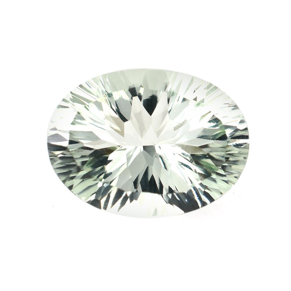 GREEN AMETHYST CONCAVE CUT OVAL (C-1/CLEAN) 13.50X10.00MM 4.55 Cts.