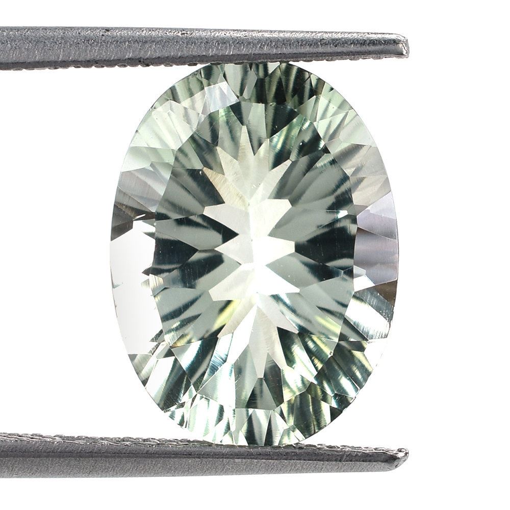 GREEN AMETHYST CONCAVE CUT OVAL (C-1/CLEAN) 13.50X10.00MM 4.55 Cts.