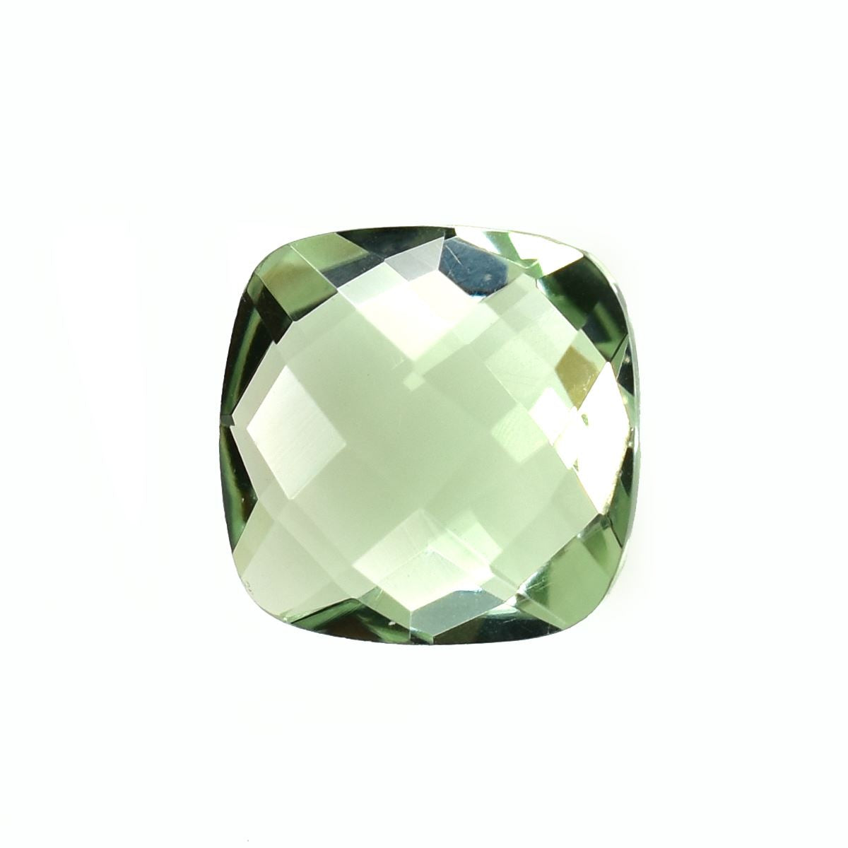 GREEN AMETHYST CHECKER BRIOLETTE CUSHION (SPECIAL) (CLEAN) 10.00X10.00 MM 3.68 Cts.