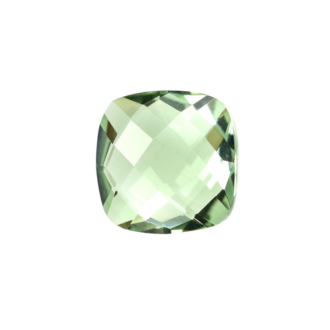 GREEN AMETHYST CHECKER BRIOLETTE CUSHION (SPECIAL) (CLEAN) 10.00X10.00 MM 3.68 Cts.