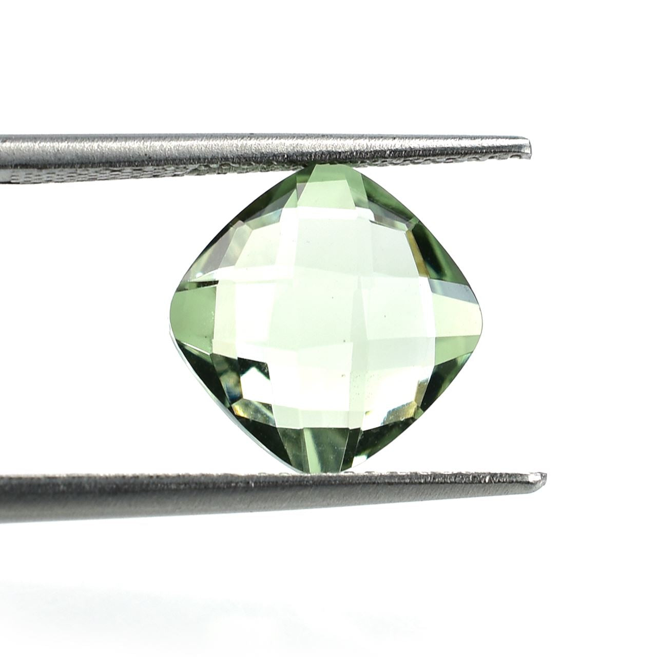 GREEN AMETHYST CHECKER BRIOLETTE CUSHION (SPECIAL) (CLEAN) 10.00X10.00 MM 3.68 Cts.
