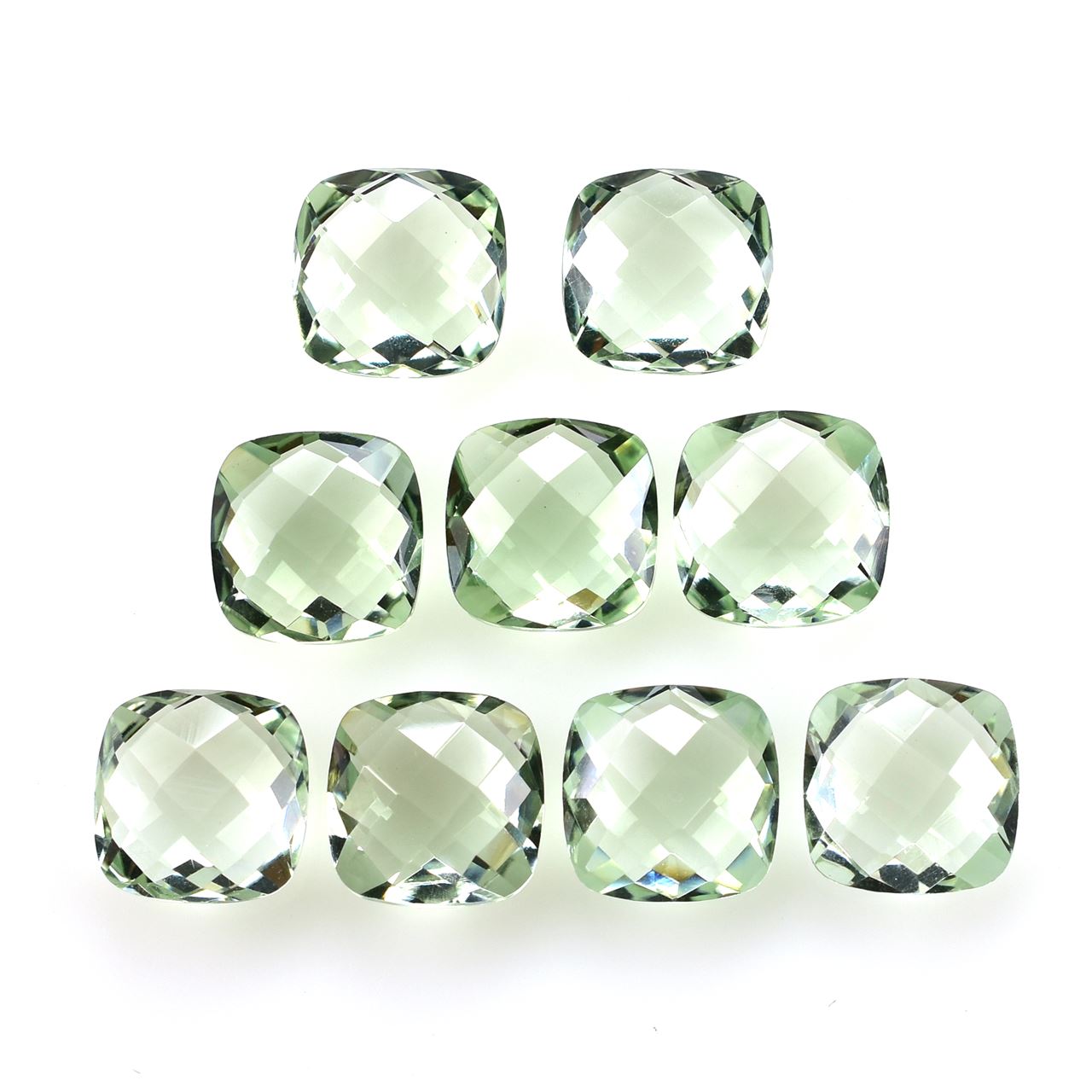 GREEN AMETHYST CHECKER BRIOLETTE CUSHION (SPECIAL) (CLEAN) 10.00X10.00 MM 3.68 Cts.