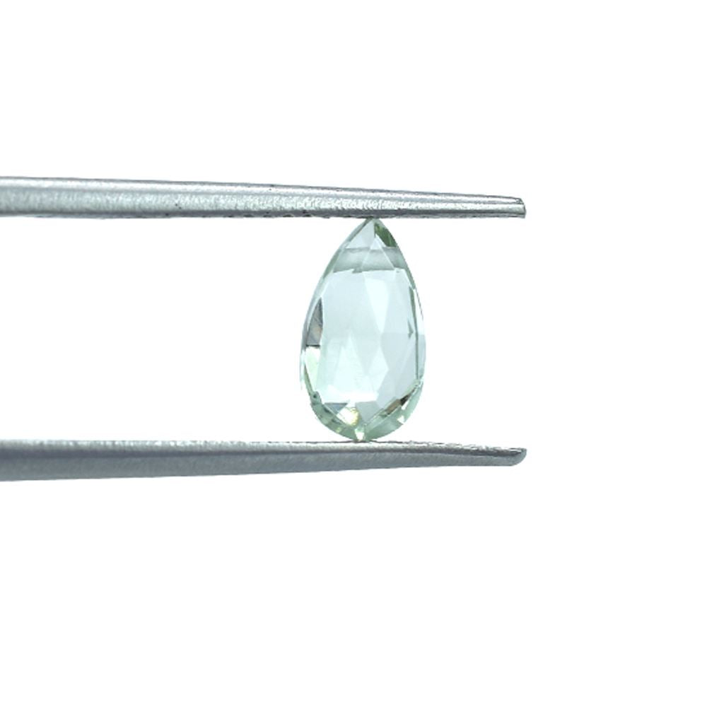 GREEN AMETHYST ROSE CUT BRIOLETTE PEAR (C-2)(CLEAN)(SIDE _DRILL_0.80MM)9.00X5.00 MM 1.12 Cts.