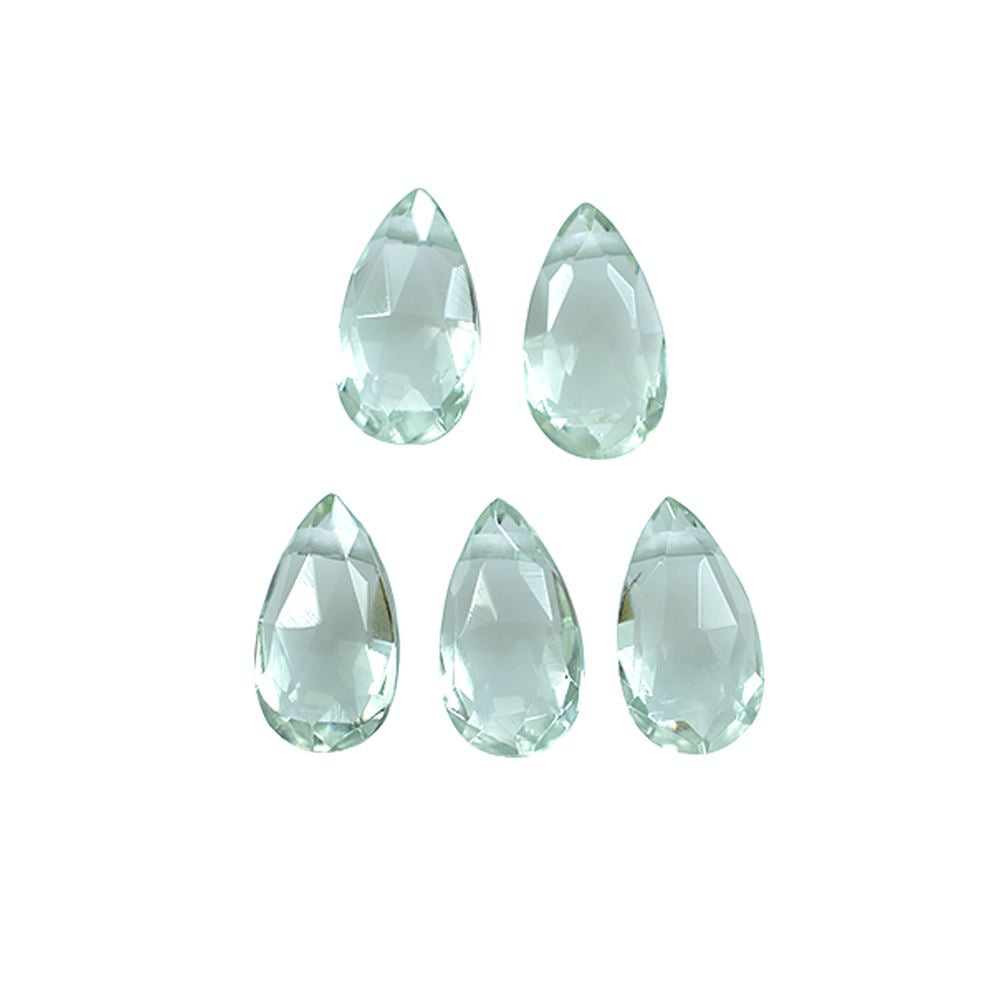 GREEN AMETHYST ROSE CUT BRIOLETTE PEAR (C-2)(CLEAN)(SIDE _DRILL_0.80MM)9.00X5.00 MM 1.12 Cts.