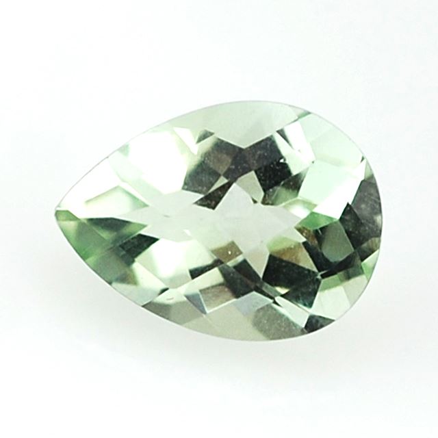 GREEN AMETHYST CHECKER CUT PEAR 11X8MM 3.00 Cts.