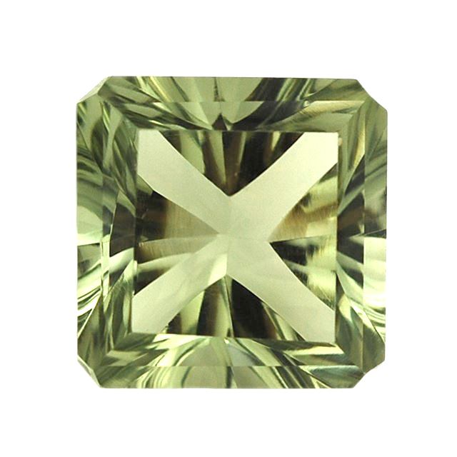 GREEN AMETHYST ASSCHER CONCAVE SQUARE OCTAGON 14MM 11.69 Cts.