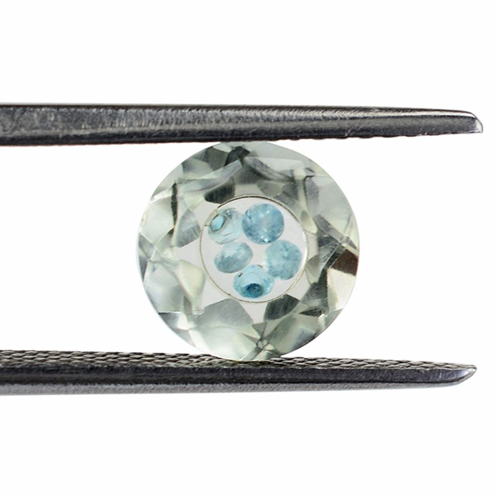 GREEN AMETHYST ON TOP CRYSTAL AT BACK CUT ROUND 8MM 1.85 Cts.