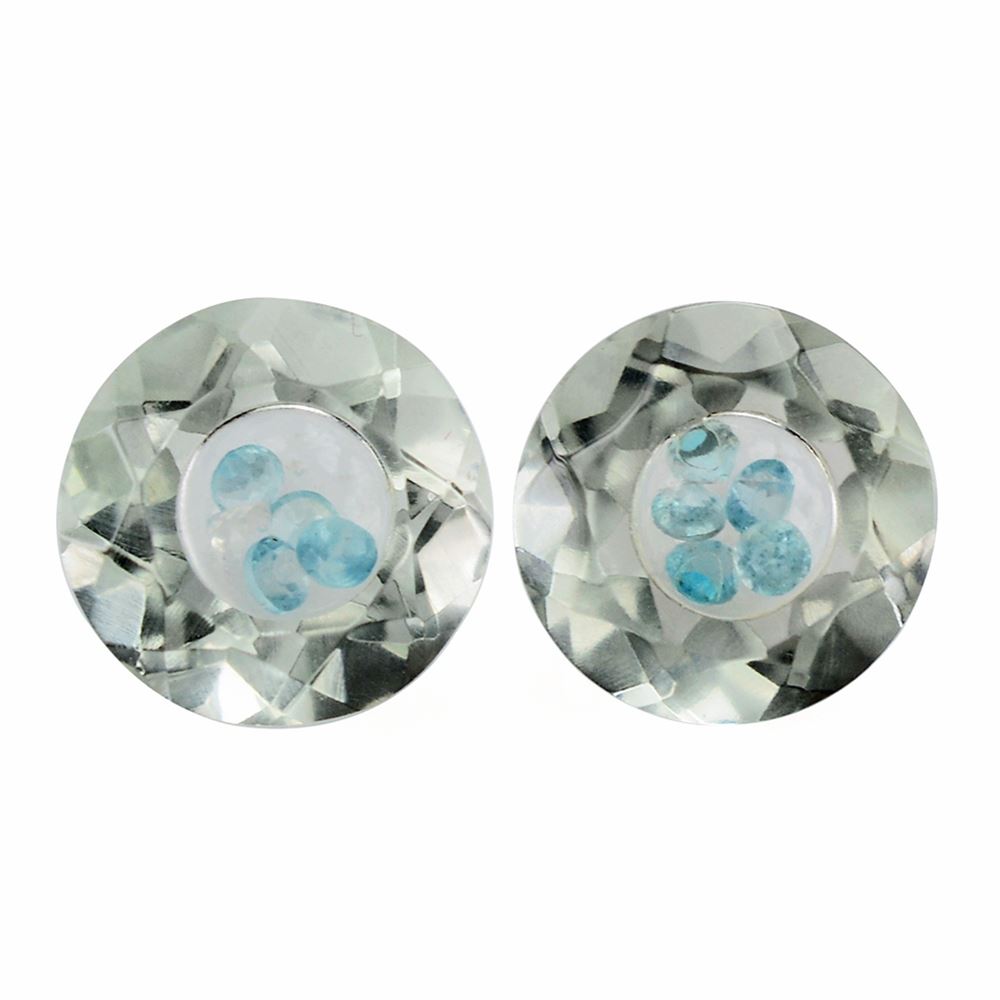 GREEN AMETHYST ON TOP CRYSTAL AT BACK CUT ROUND 8MM 1.85 Cts.