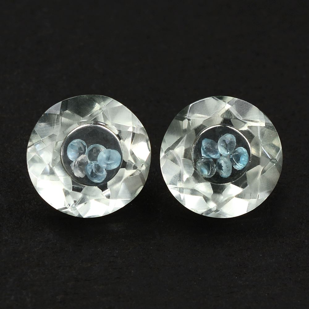 GREEN AMETHYST ON TOP CRYSTAL AT BACK CUT ROUND 8MM 1.85 Cts.