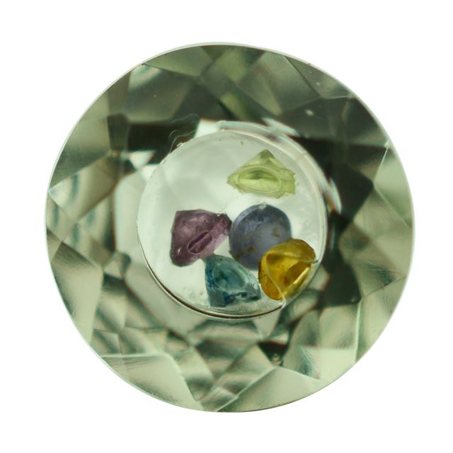GREEN AMETHYST ON TOP CRYSTAL AT BACK CUT ROUND 8MM 1.83 Cts.