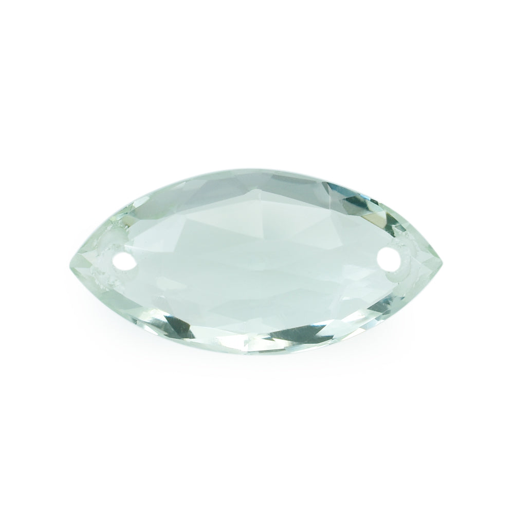GREEN AMETHYST ROSE CUT BRIOLETTE MARQUISE (TWO FULL DRILL) 16X8MM 4.03 Cts.