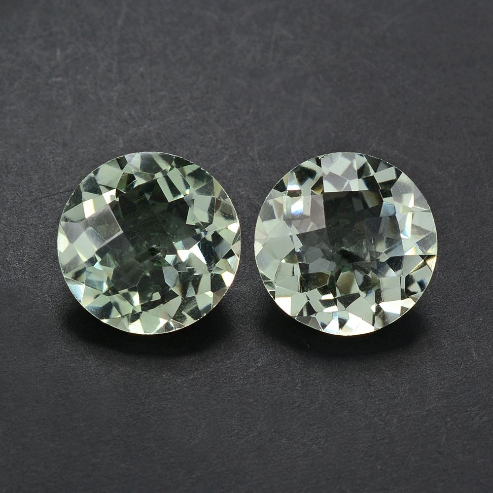 GREEN AMETHYST CHECKER CUT ROUND 11MM 4.32 Cts.