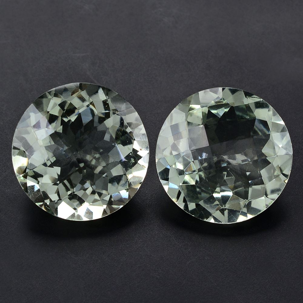 GREEN AMETHYST CHECKER CUT ROUND 18MM 17.34 Cts.
