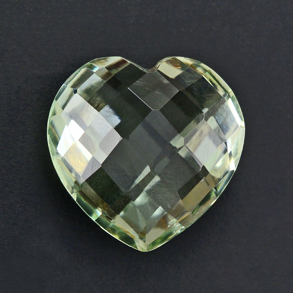 GREEN AMETHYST BRIOLETTE HEART 12MM 5.61 Cts.