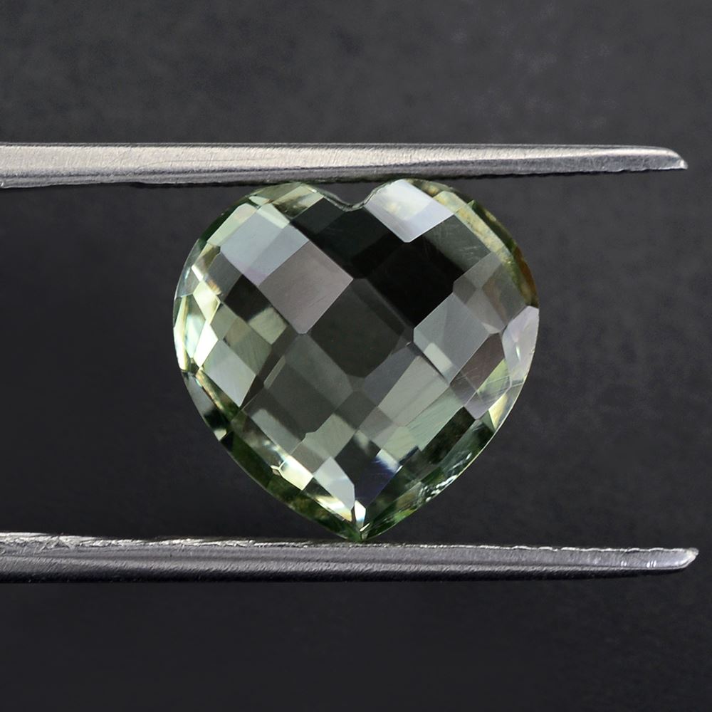 GREEN AMETHYST BRIOLETTE HEART 12MM 5.61 Cts.