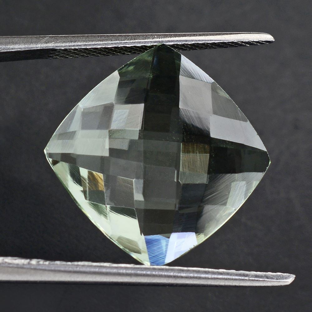 GREEN AMETHYST BRIOLETTE CUSHION 15MM 8.31 Cts.