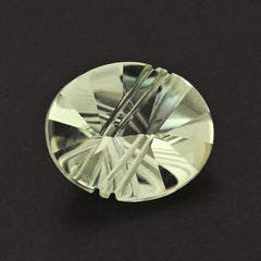 GREEN AMETHYST FLAT BUFFTOP LIGHTENING OVAL 12X10MM 3.62 Cts.