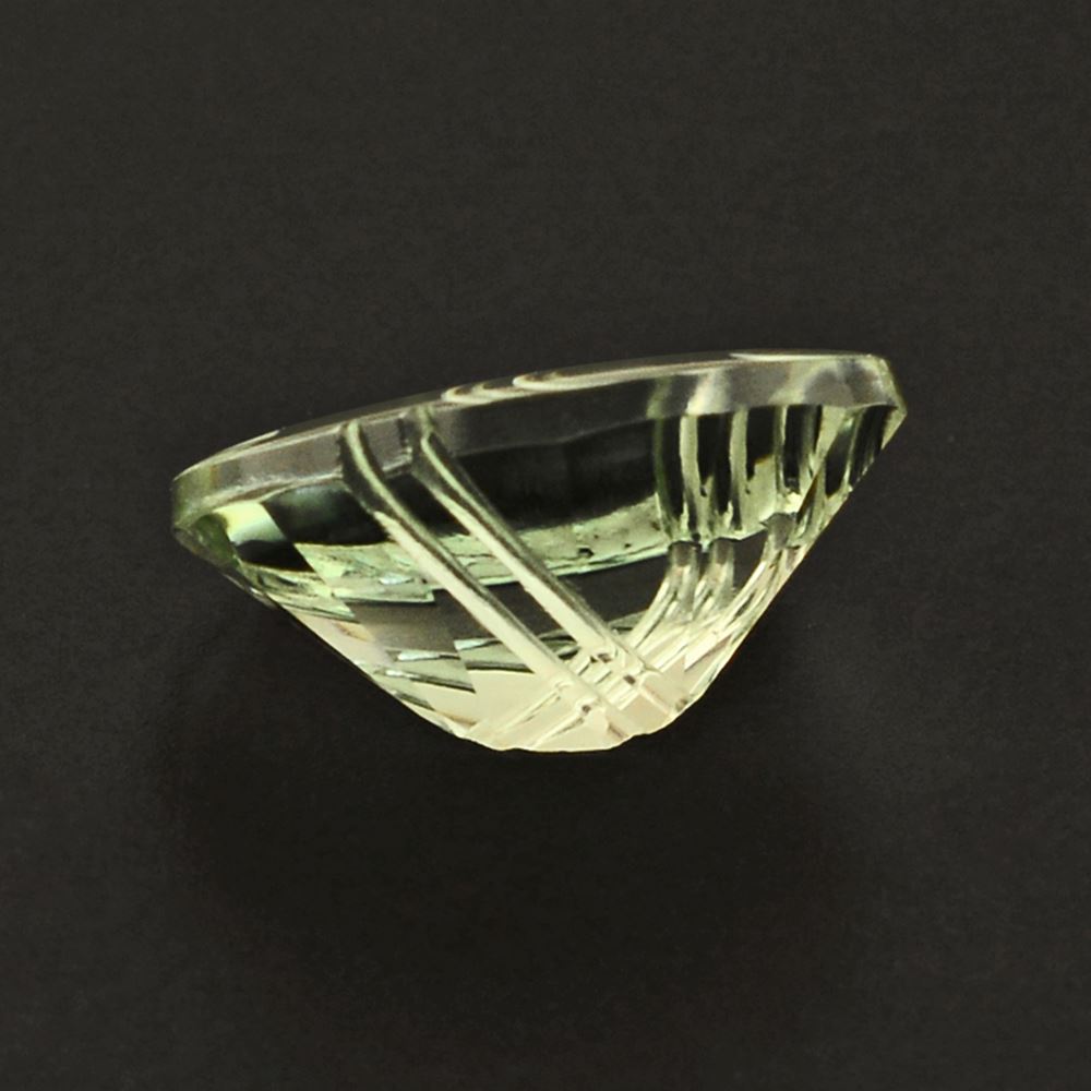 GREEN AMETHYST FLAT BUFFTOP LIGHTENING OVAL 12X10MM 3.62 Cts.