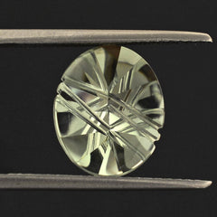 GREEN AMETHYST FLAT BUFFTOP LIGHTENING OVAL 12X10MM 3.62 Cts.