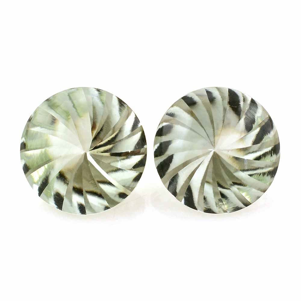 GREEN AMETHYST BUFFTOP ROUND WITH TWISTED CONCAVE 15MM 10.12 Cts.