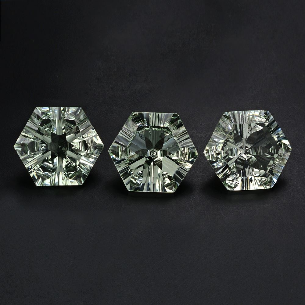 GREEN AMETHYST CONCAVE SPLENDOR CUT HEXAGON 16MM 13.51 Cts.