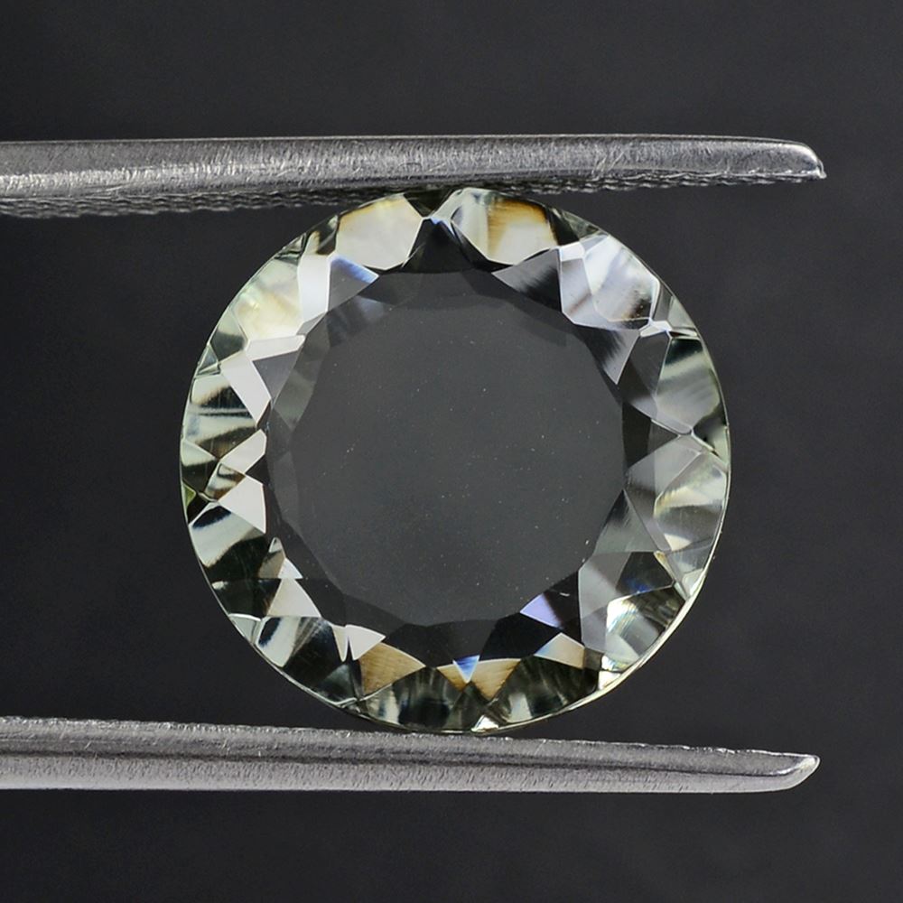 GREEN AMETHYST CONCAVE ROUND FLAT COIN 12MM 4.08 Cts.