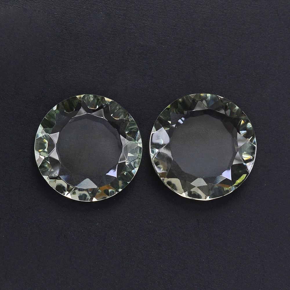 GREEN AMETHYST CONCAVE ROUND FLAT COIN 12MM 4.08 Cts.