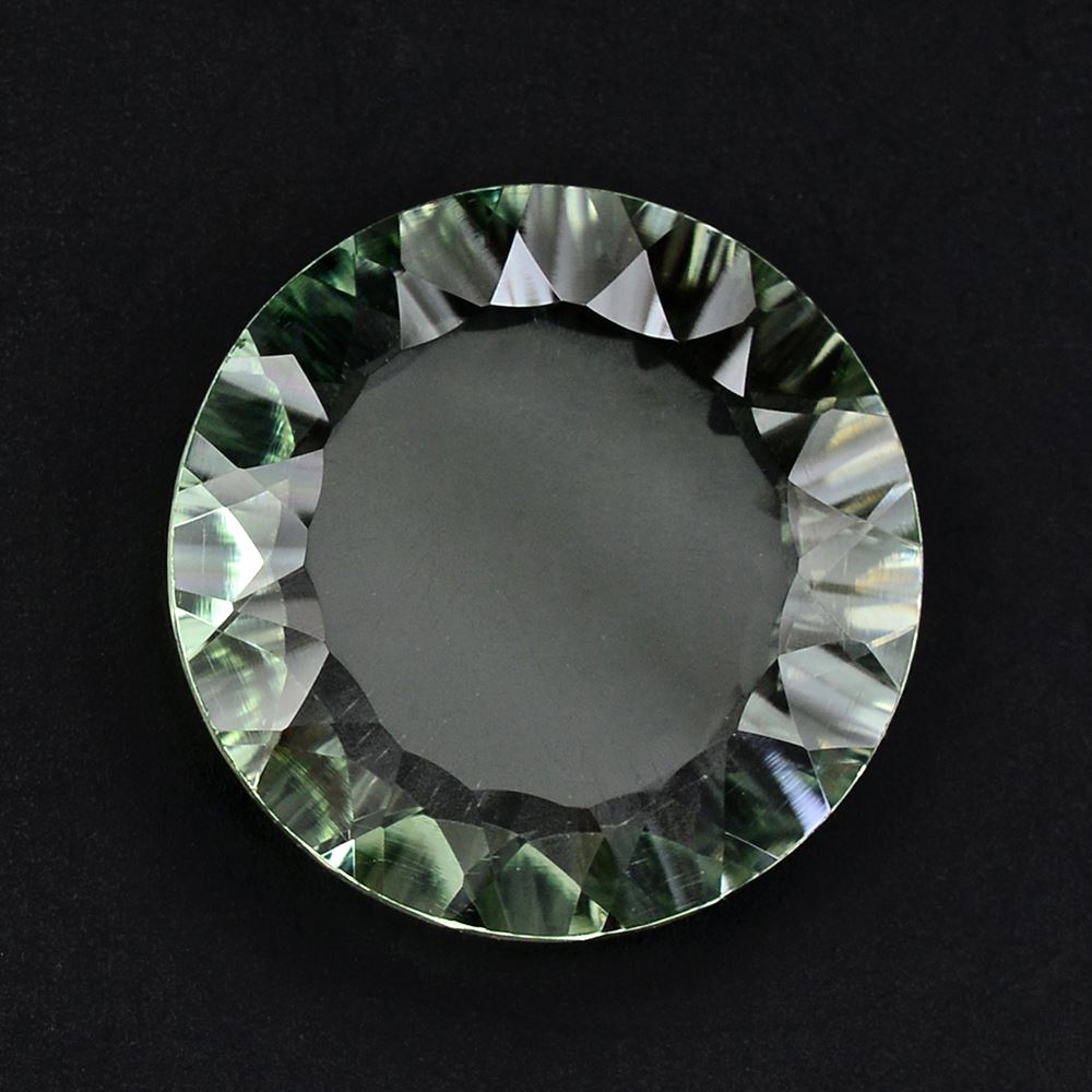 GREEN AMETHYST CONCAVE ROUND FLAT COIN 15MM 6.06 Cts.