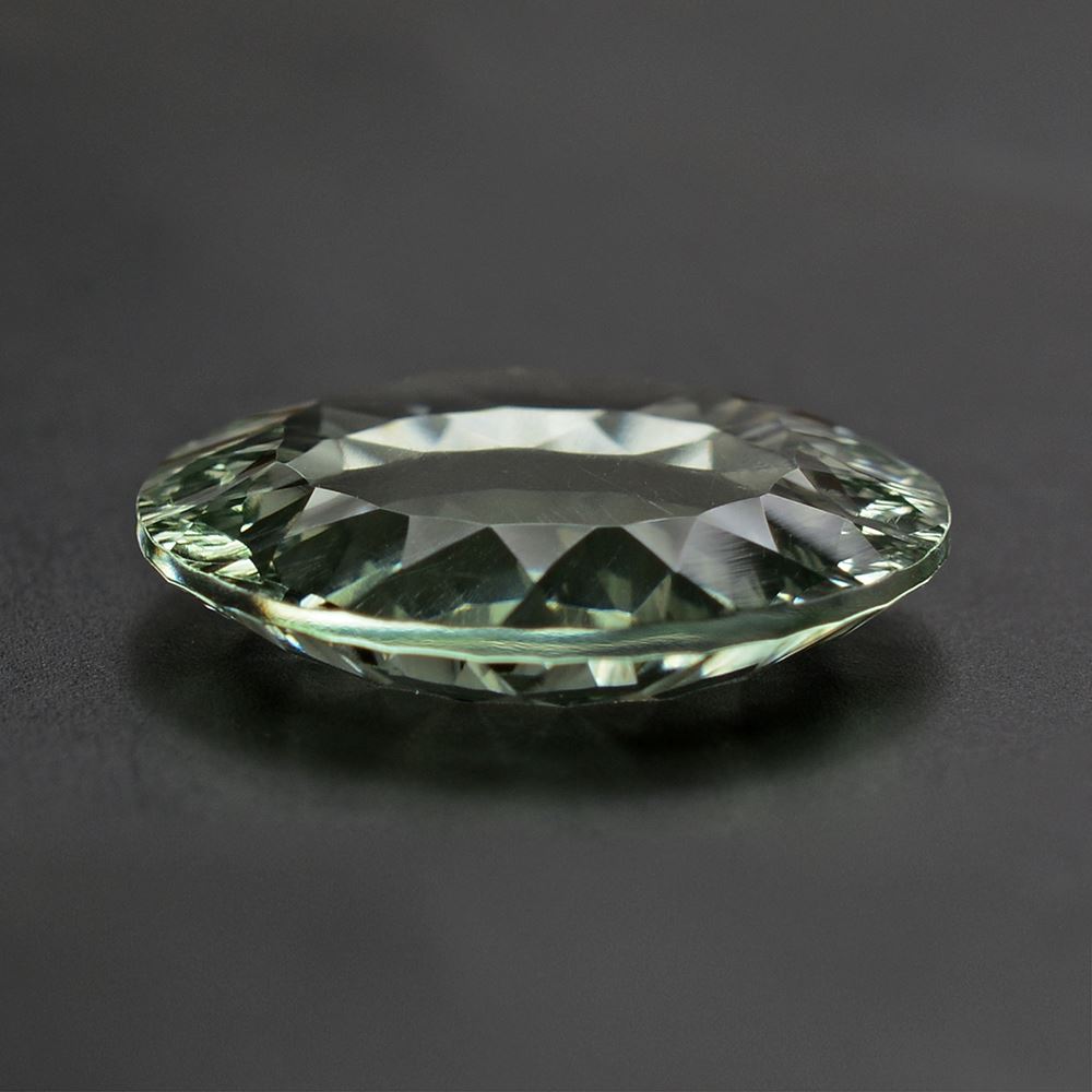 GREEN AMETHYST CONCAVE ROUND FLAT COIN 15MM 6.06 Cts.