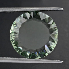 GREEN AMETHYST CONCAVE ROUND FLAT COIN 15MM 6.06 Cts.