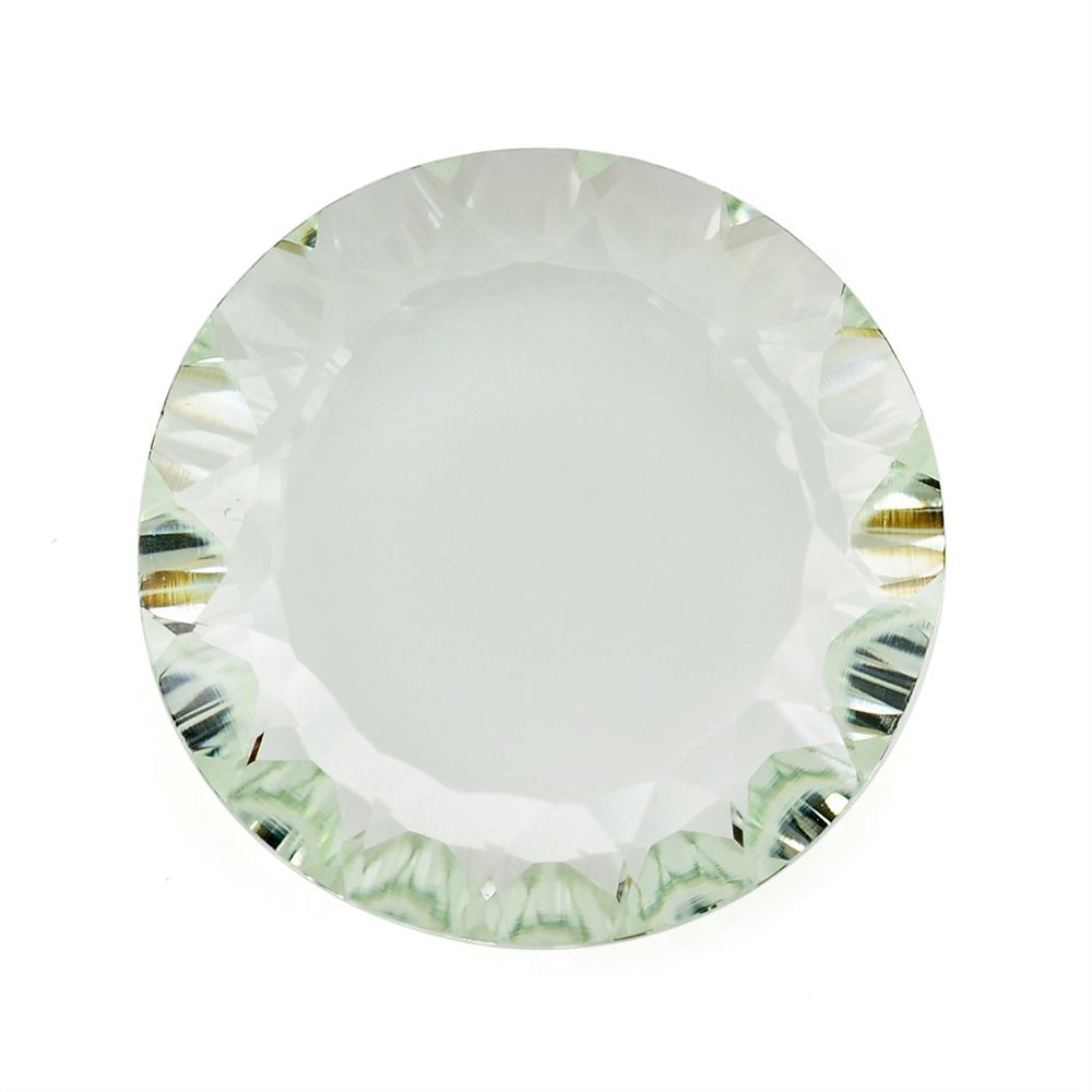 GREEN AMETHYST CONCAVE ROUND FLAT COIN 15MM 6.06 Cts.