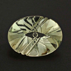 GREEN AMETHYST FLAT BUFFTOP EVIL EYE OVAL 20X15MM 15.17 Cts.