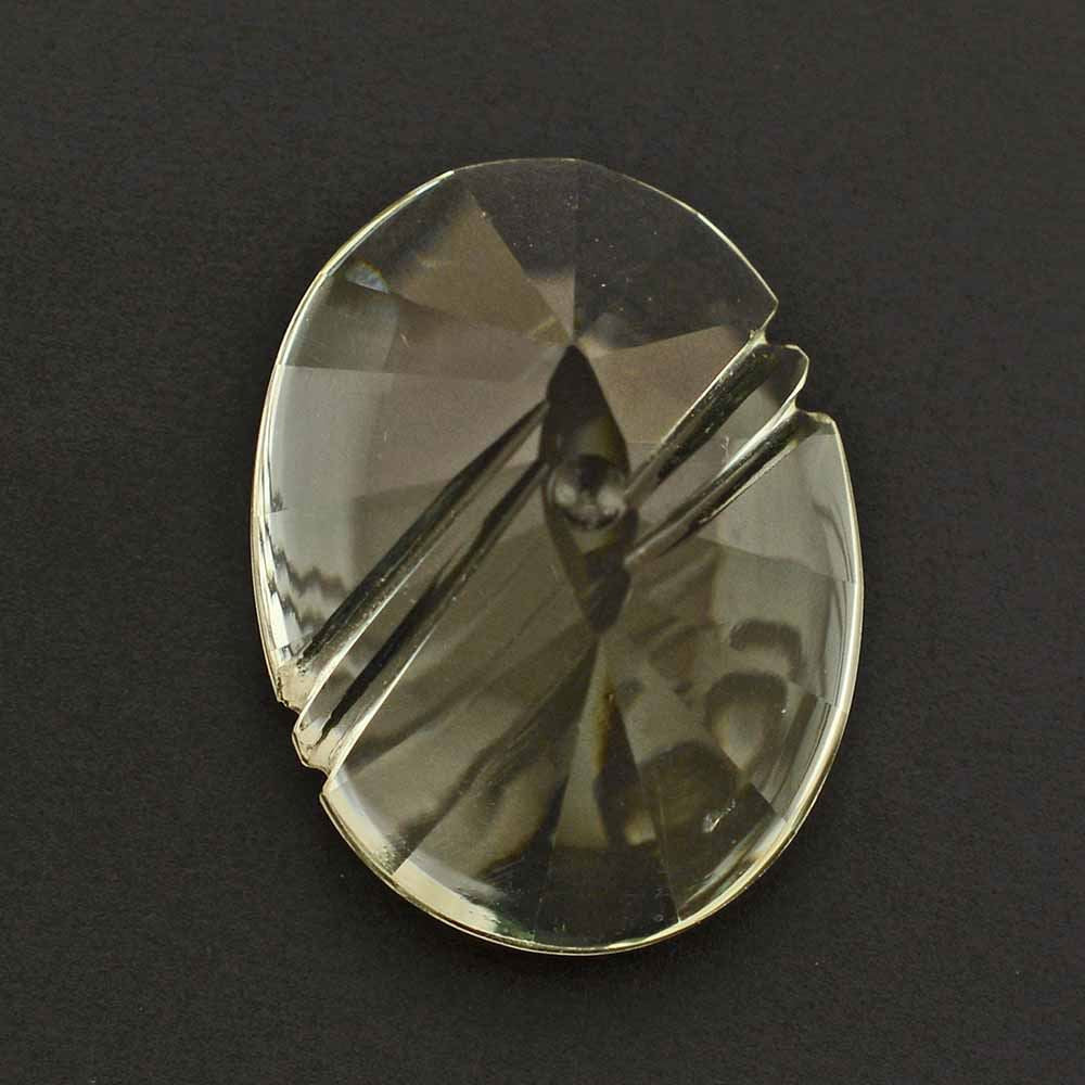 GREEN AMETHYST FLAT BUFFTOP EVIL EYE OVAL 20X15MM 15.17 Cts.