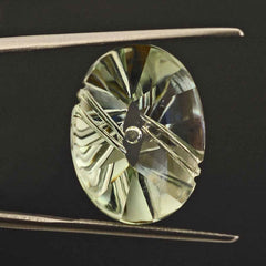 GREEN AMETHYST FLAT BUFFTOP EVIL EYE OVAL 20X15MM 15.17 Cts.