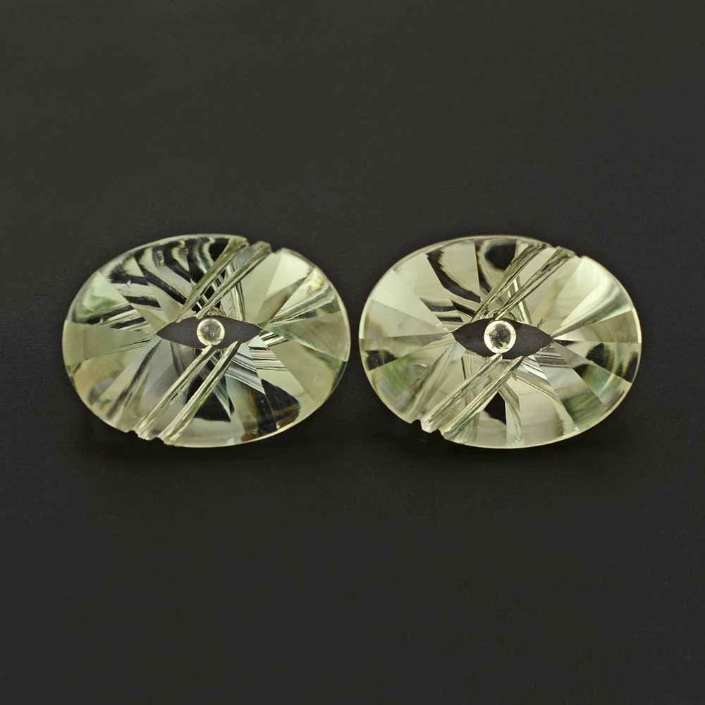 GREEN AMETHYST FLAT BUFFTOP EVIL EYE OVAL 20X15MM 15.17 Cts.