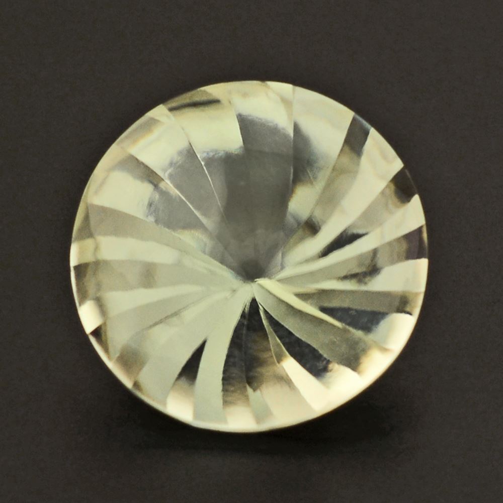 GREEN AMETHYST BUFFTOP ROUND WITH TWISTED CONCAVE 15MM 12.13 Cts.