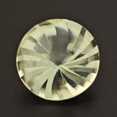 GREEN AMETHYST BUFFTOP ROUND WITH TWISTED CONCAVE 15MM 12.13 Cts.