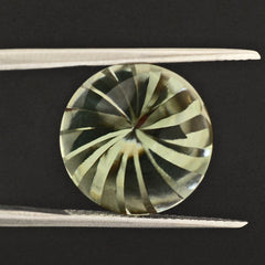 GREEN AMETHYST BUFFTOP ROUND WITH TWISTED CONCAVE 15MM 12.13 Cts.