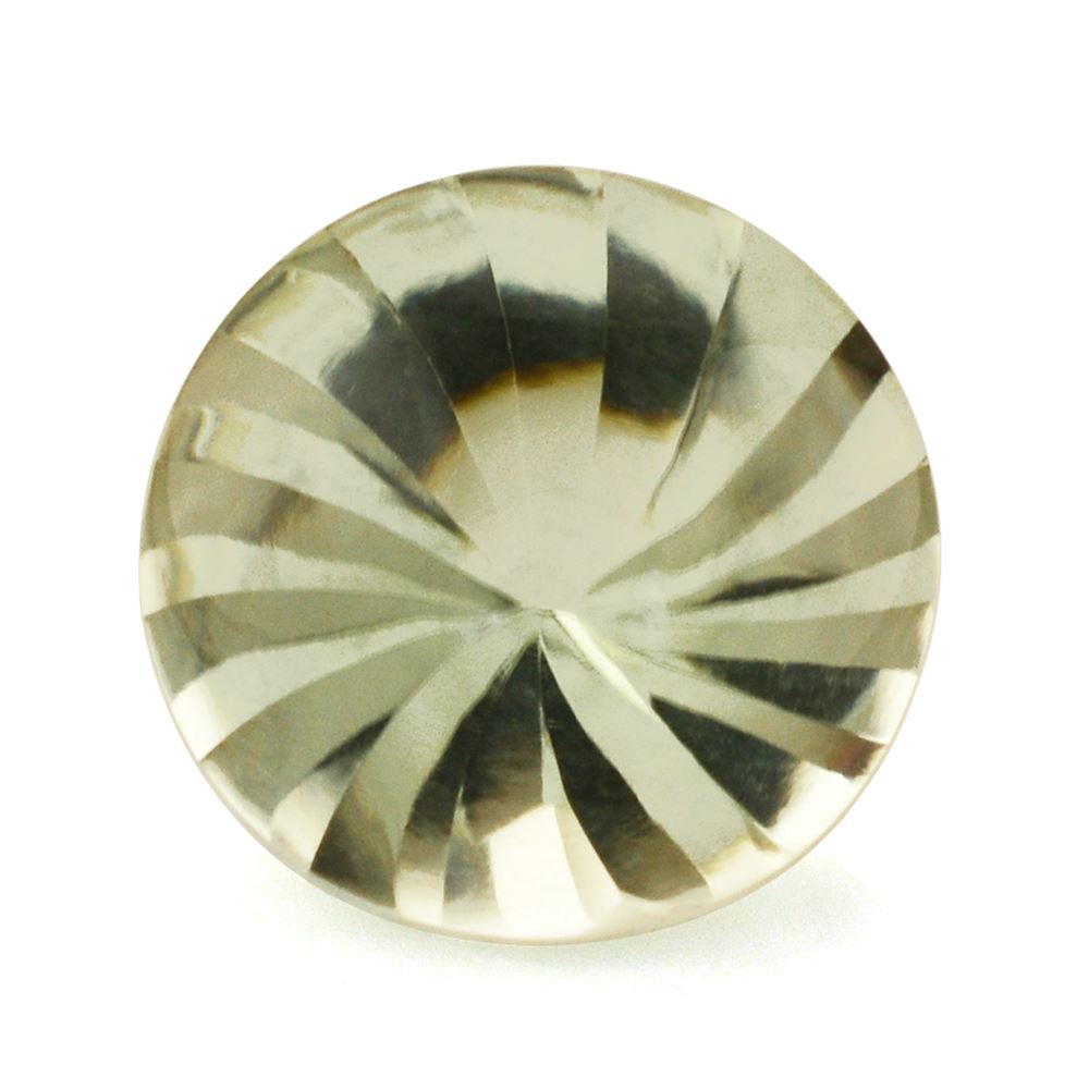 GREEN AMETHYST BUFFTOP ROUND WITH TWISTED CONCAVE 15MM 12.13 Cts.