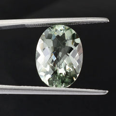 GREEN AMETHYST CHECKER CUT OVAL (C1) 14X10MM 5.28 Cts.