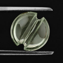 GREEN AMETHYST LENTIL ROUND WITH CARVED BELT 9MM 2.38 Cts.