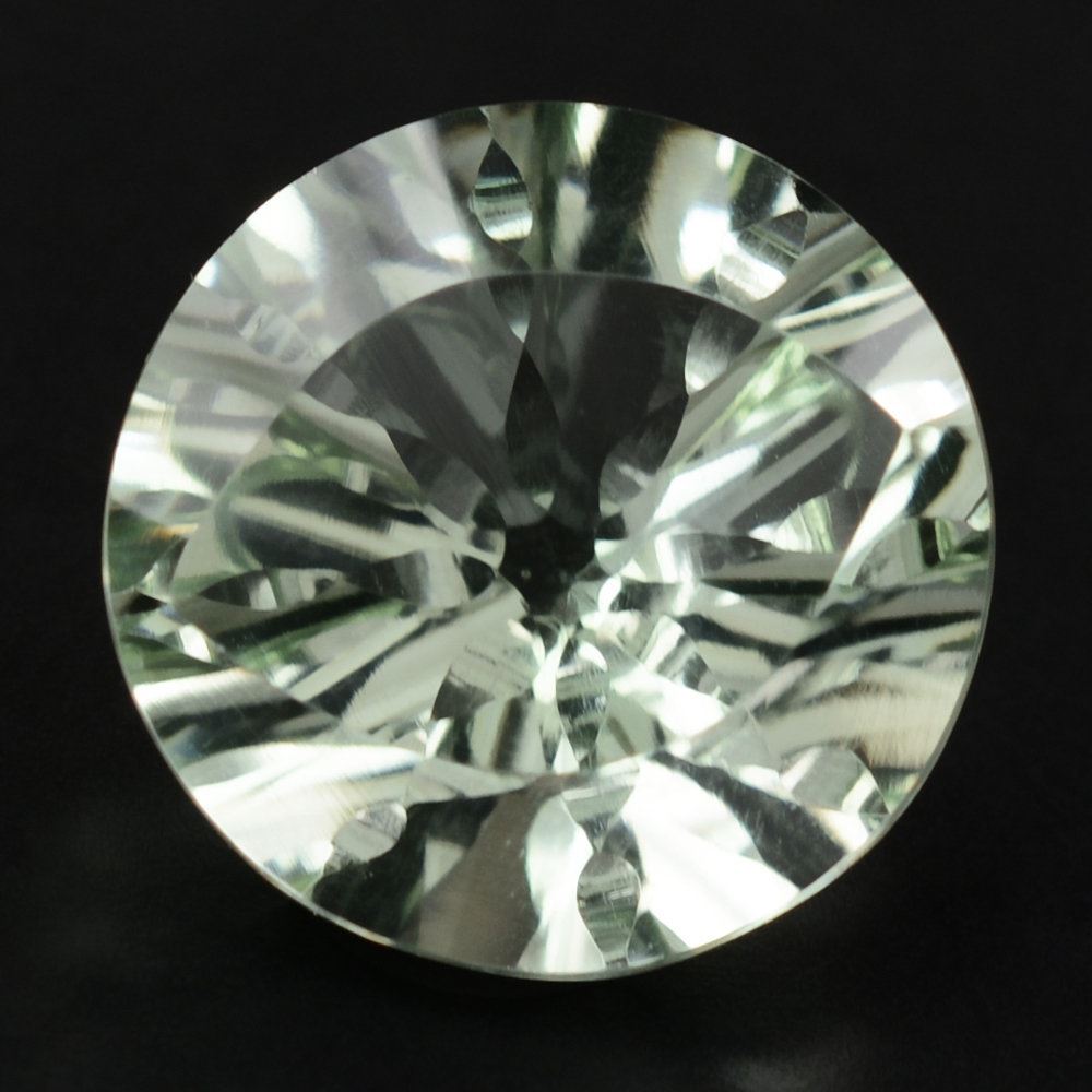 GREEN AMETHYST EYE CUT ROUND 13MM 7.33 Cts.