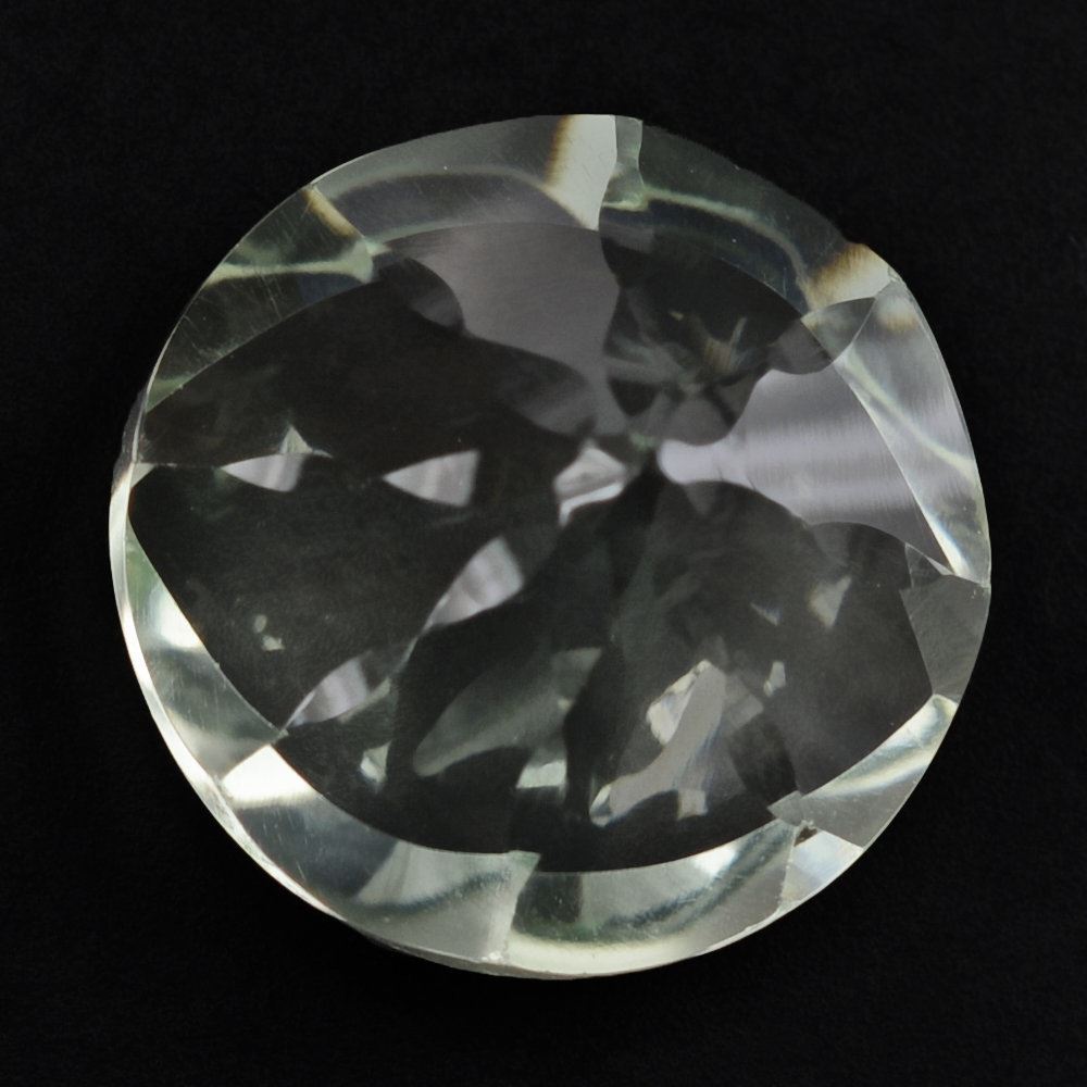 GREEN AMETHYST EYE CUT ROUND 13MM 7.33 Cts.