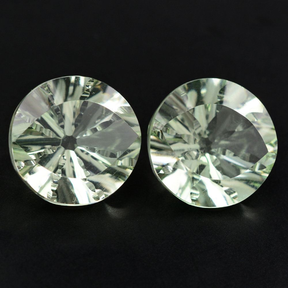 GREEN AMETHYST EYE CUT ROUND 13MM 7.33 Cts.