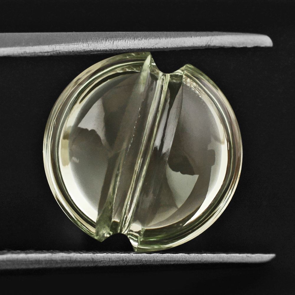 GREEN AMETHYST LENTIL ROUND WITH CARVED BELT 12MM 5.33 Cts.