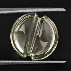GREEN AMETHYST LENTIL ROUND WITH CARVED BELT 12MM 5.33 Cts.