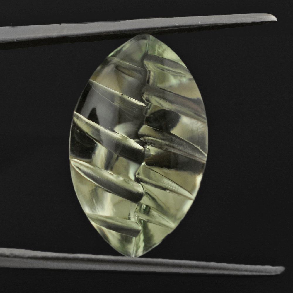 GREEN AMETHYST BUFFTOP KNIFE CONCAVE MARQUISE 20x12MM 9.32 Cts.