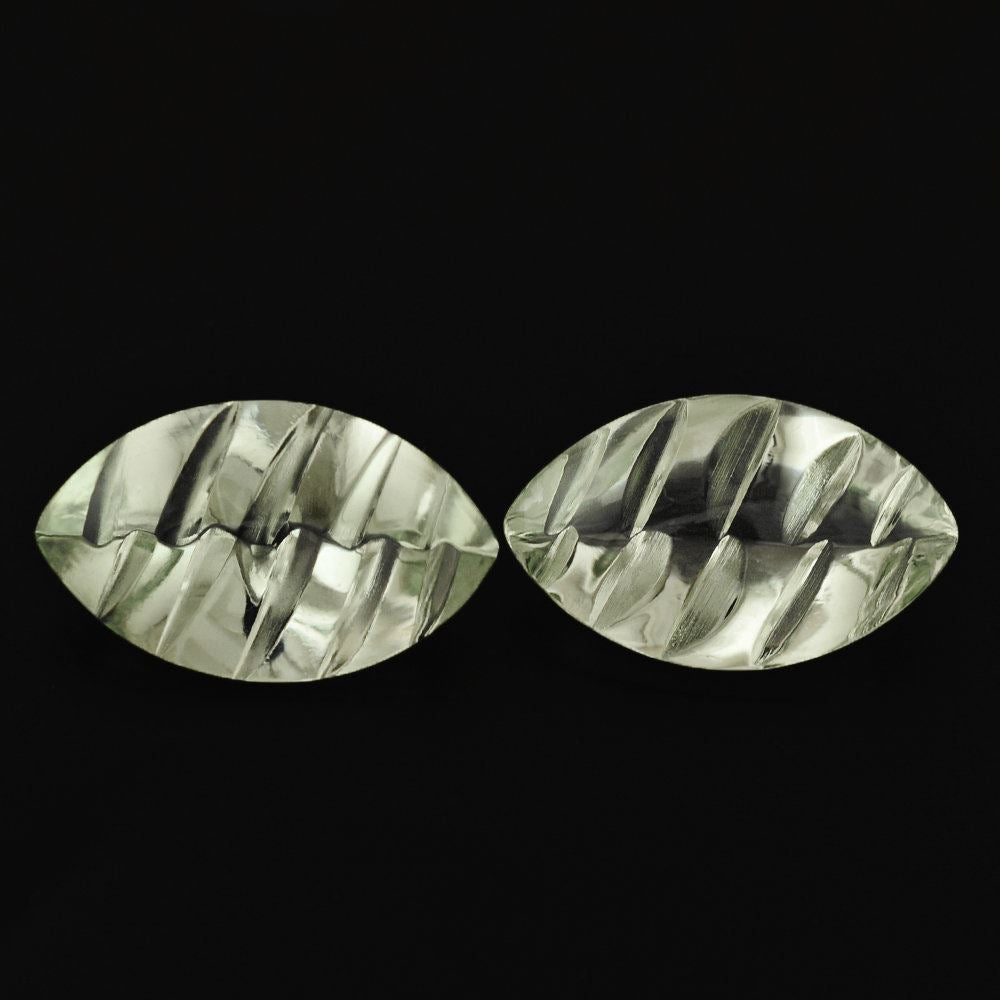 GREEN AMETHYST BUFFTOP KNIFE CONCAVE MARQUISE 20x12MM 9.32 Cts.