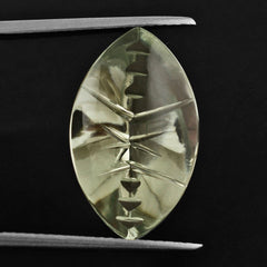 GREEN AMETHYST BUFFTOP CROSS CONCAVE BACK MARQUISE 20X12MM 9.24 Cts.