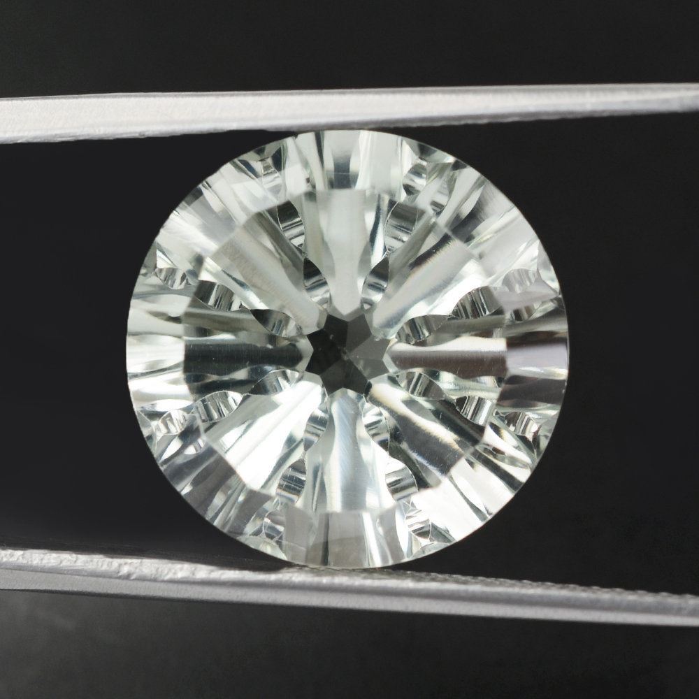 GREEN AMETHYST CONCAVE SPLENDOR CUT ROUND 16MM 13.97 Cts.